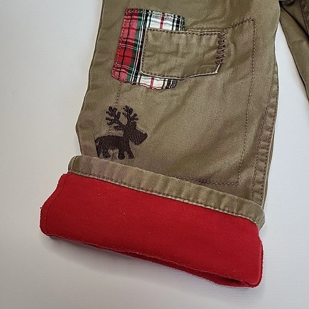 OSHKOSH B'GOSH‎ Boys Embroidered Reindeer Lined Tan/Brown Pants 24mo